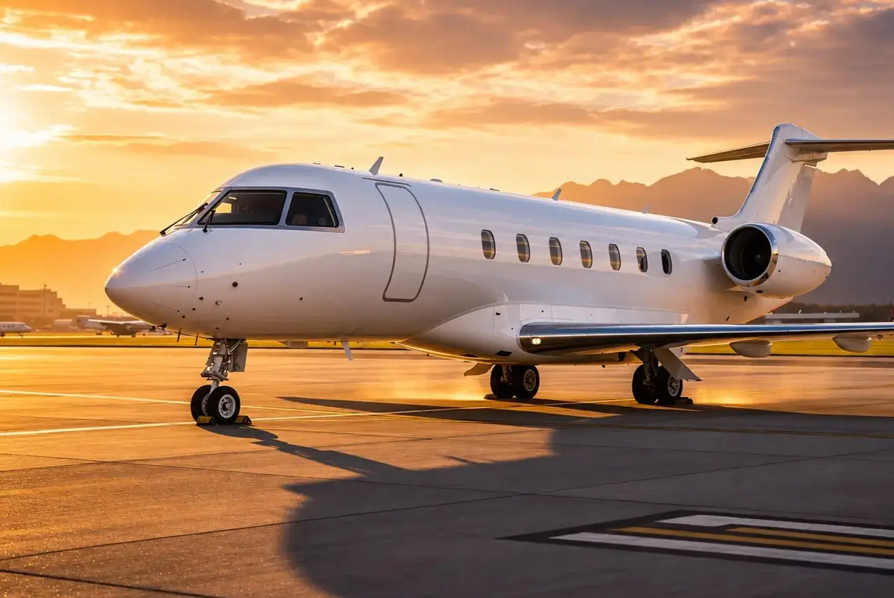 Business jet en pista